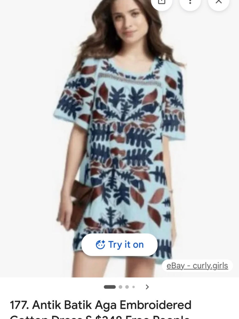 Antik Batik Light Blue Floral Embroidered Cotton Dress